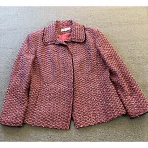 Emanuel Ungaro Size 14 Womens Pink Tweed‎ Blazer Jacket